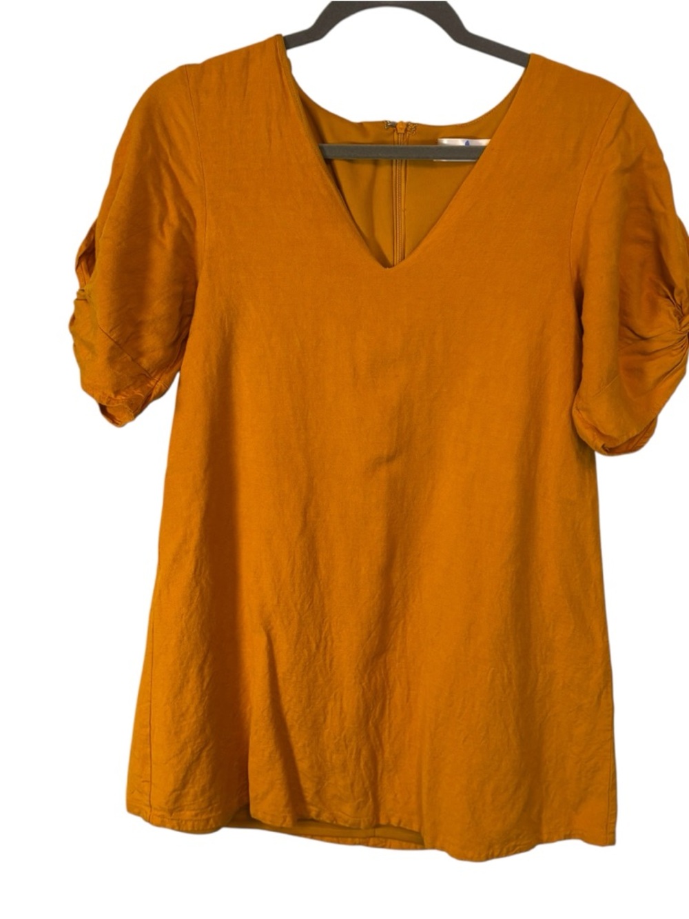 Luxe Apothetique V-Neck Short Sleeve Tunic Top in Rust Orange fits Size Small